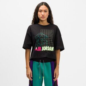 Jordan Women's Black Essential Boxy Casual Loose Fit T-Shirt Size Small